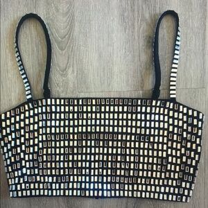 Elegant Black and Gold Women's Crop Top